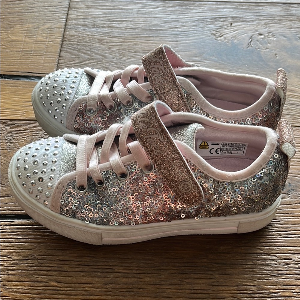 Twinkle Toes Kids Glitter Light Up Sneakers - Pink and Silver - Picture 5 of 9